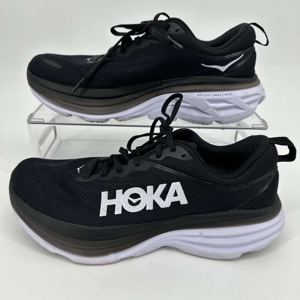Womens Hoka One One Bondi 8 Black Running Athletic Shoes Sneakers Size 9.5 D